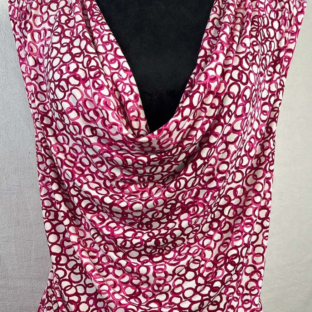 Charter Club Top Womens 2X Black Print Cowl Neck Sleeveless Shell Blouse Work